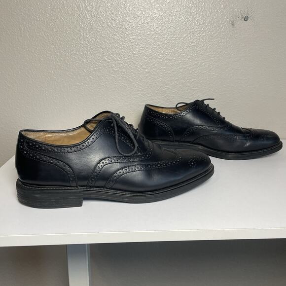 Jos A Bank Dress Shoes Mens 11M Lynchburg Oxford Black Leather Wingtip main image 5